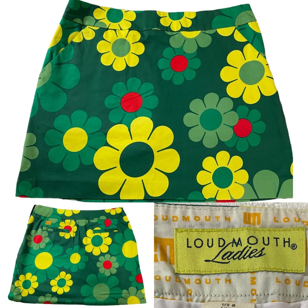 LOUD MOUTH MOD RETRO FLORAL DAISY GOLF SKIRT. SIZE 8